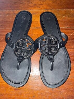 Tory Burch Sparkly Black Thong Sandals